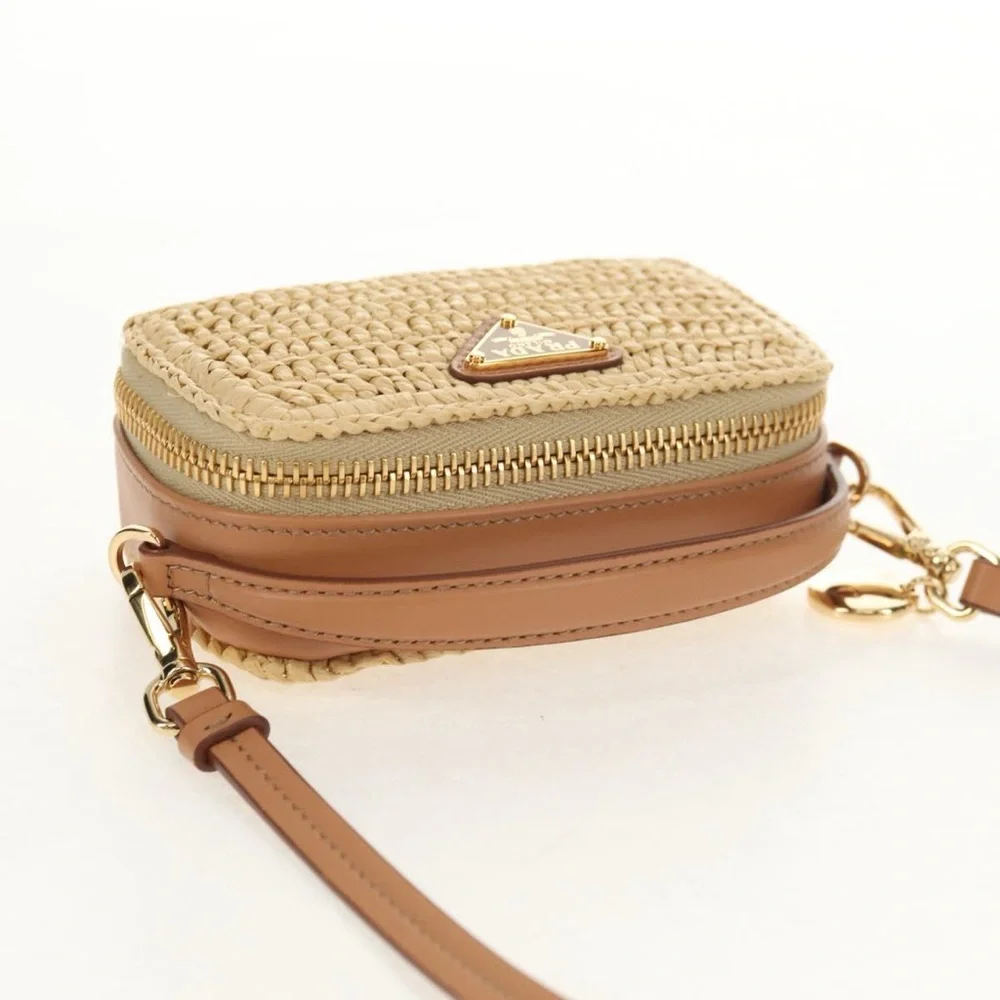 Prada Beige Woven Mini Camera Bag with Gold Hardware - Picture 4 of 9